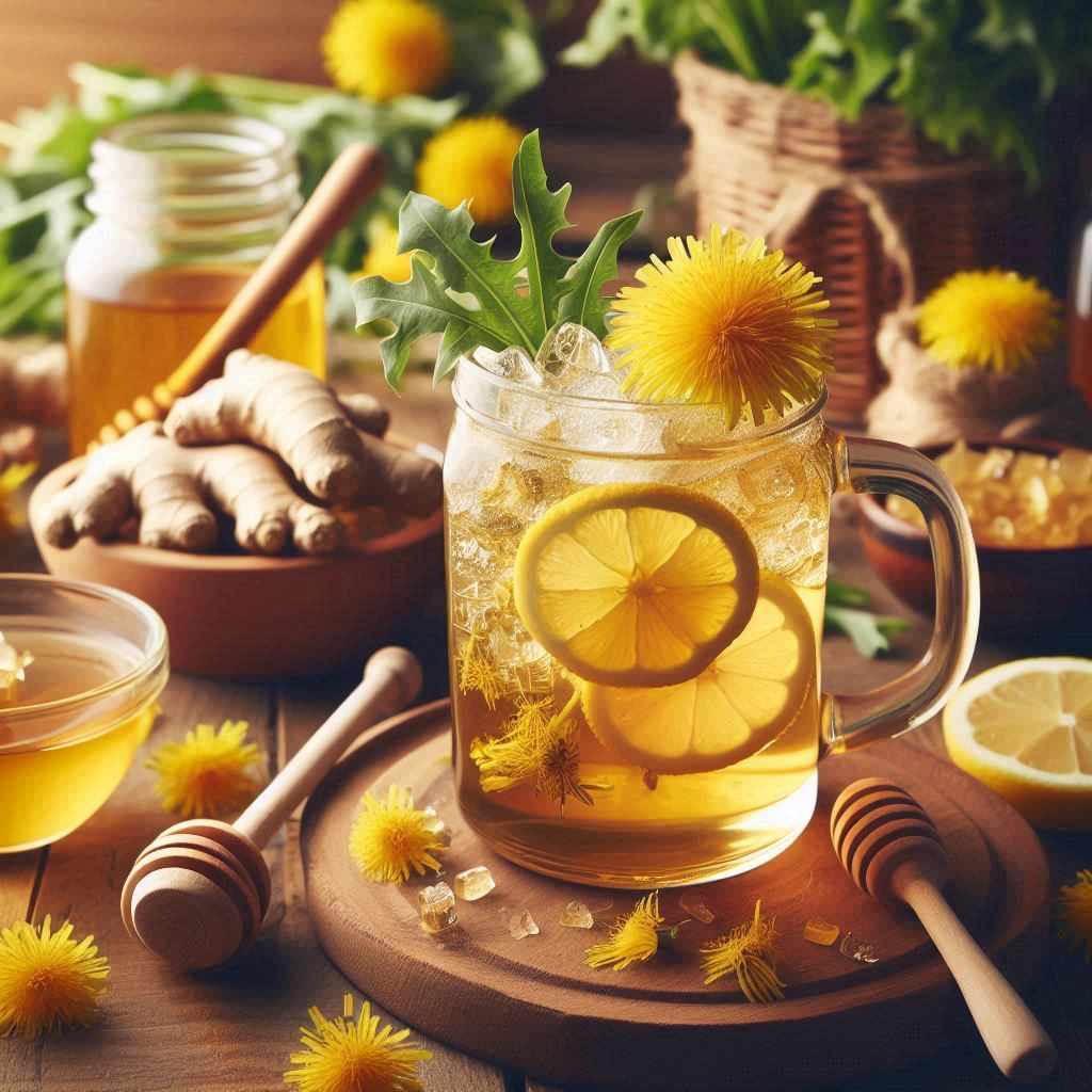 dandelion iced tea ginger lemon honey